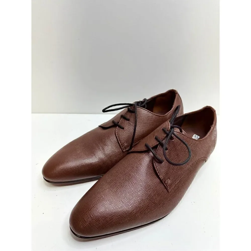 BP Derby Casual Shoes Mens Size‎ 10.5 Brown Textured Leather Plain Toe New
